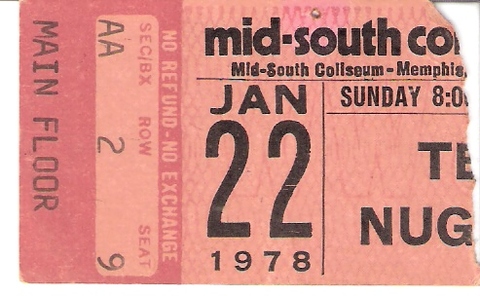 Ted Nugent show ticket with Golden Earring January 22, 1978